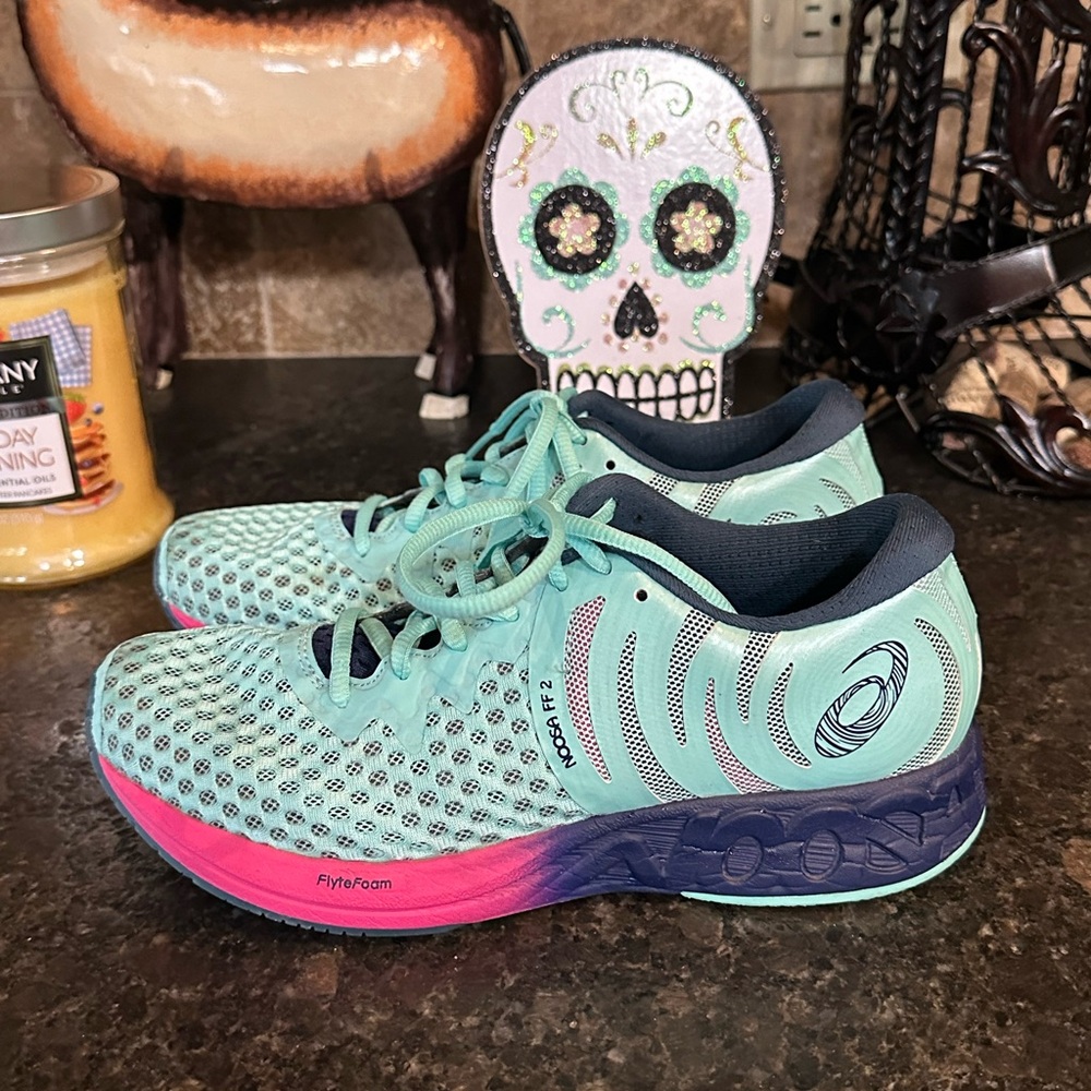 Asics Women's Noosa FF 2 Flyte Foam Mint Teal and Pink Athletic Running Shoes - Picture 4 of 8